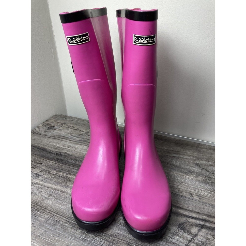 Puddletons Women's Classic Double Strap Rain Boot PCM103 PinkSize 7 - Picture 2 of 7
